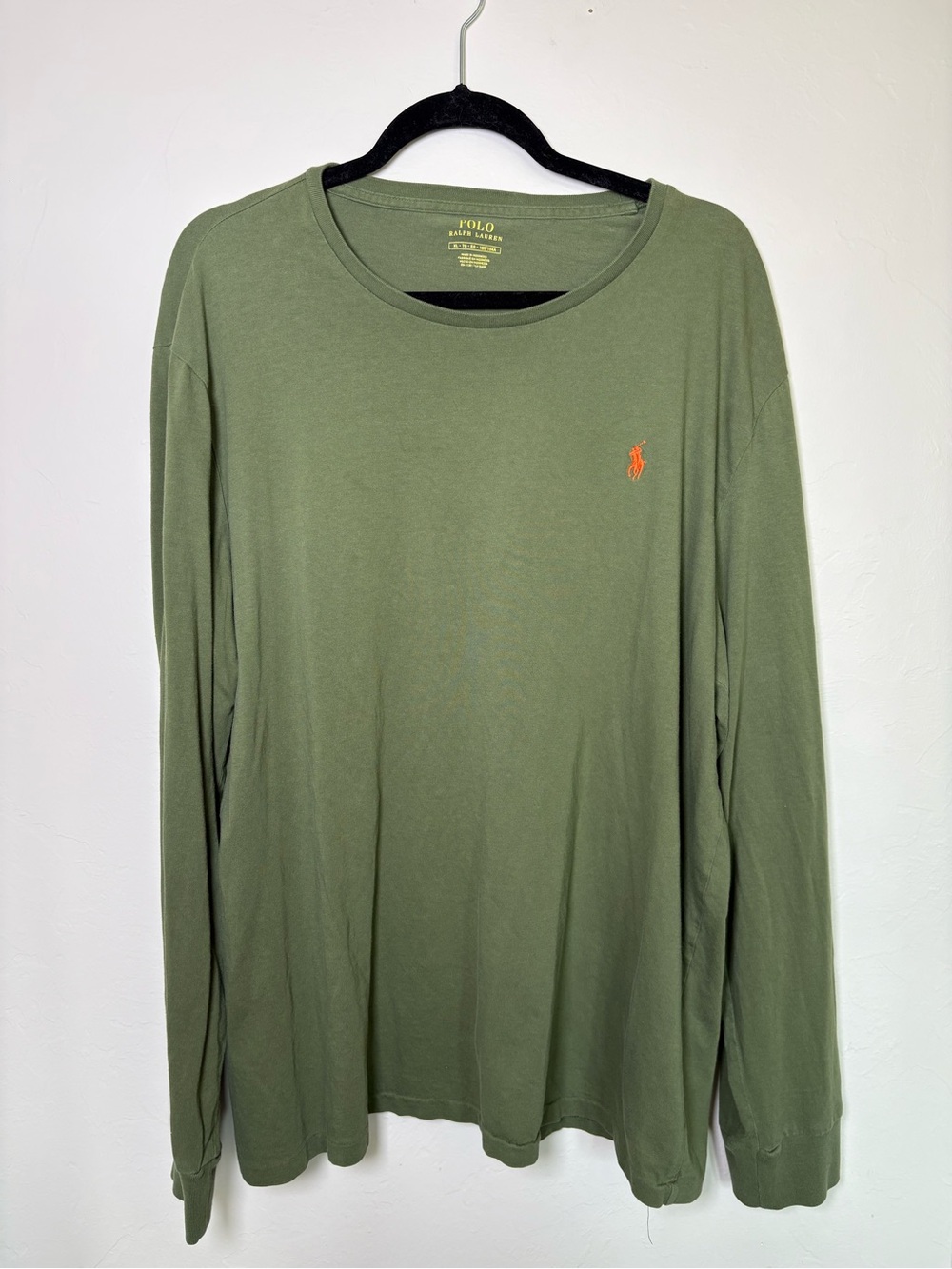 Men’s Polo Ralph Lauren Green Classic Henley Long Sleeve Cotton Shirt Size XL